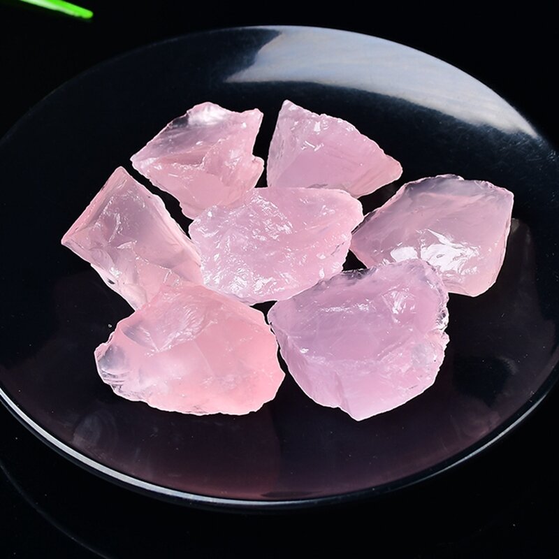 Piedras naturales de cuarzo rosa, cristales curativos en bruto, minerales en bruto, adornos de acuario para accesorios de decoración del hogar, 100g