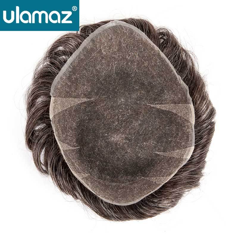 Premier Swiss Lace Toupee Ultra Delicate AIR-Lace Male Hair Prosthesis 80% Density Man Wig Full Lace Hair System Unit Mens Wig