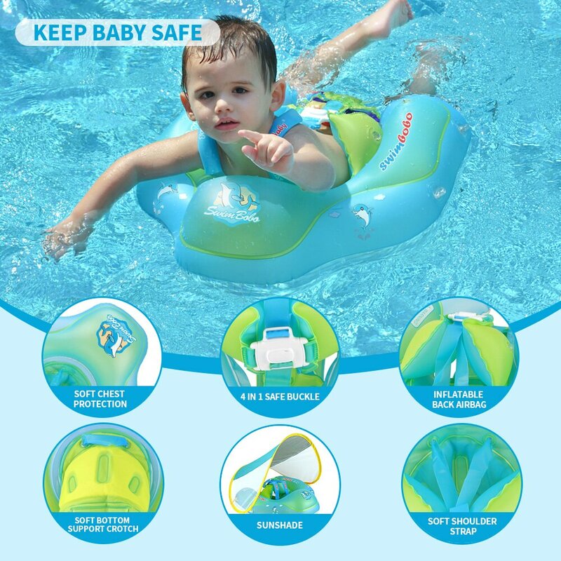 ห่วงยางลอยน้ำสำหรับเด็กมีที่ลอยน้ำได้สำหรับว่ายน้ำว่ายน้ำของเล่นในฤดูร้อนสำหรับเด็ก