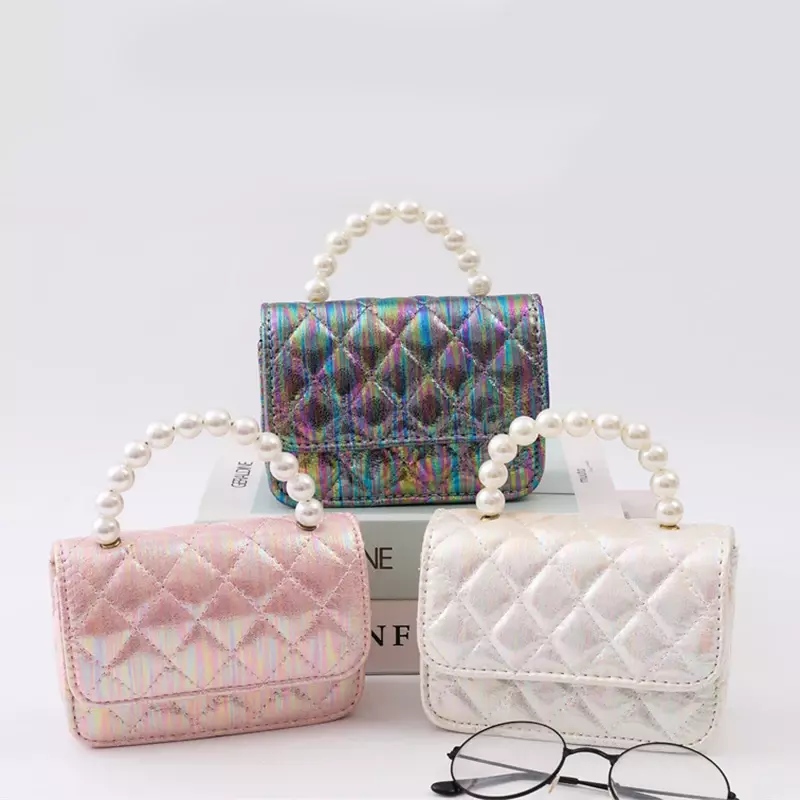 Fashion Children's Shoulder Bag Pearl Baby Girl Zero Wallet Pink Color Hot Selling Princess Bag Women's Handbag  crossbody bag
