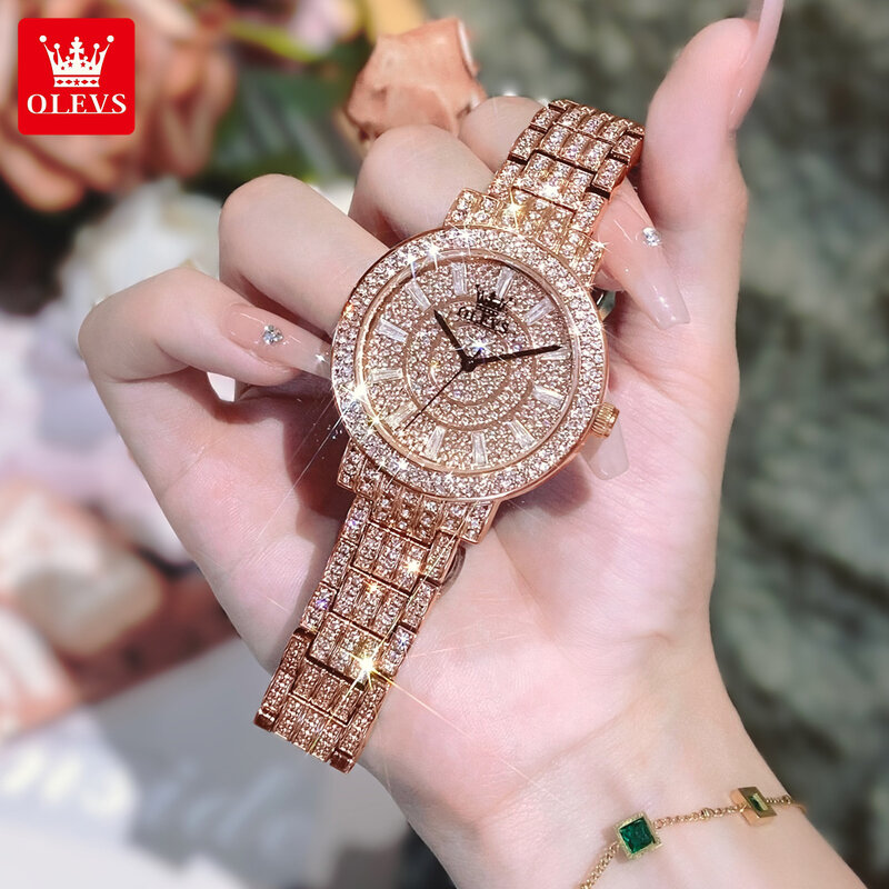 OLEVS-relojes de diamantes para mujer, pulsera de cuarzo Original de acero inoxidable, resistente al agua, 9904, nuevo, 2024