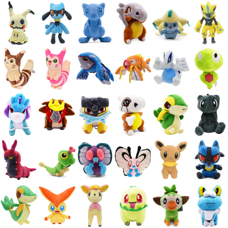 Pokémon Brinquedo de Pelúcia de Mew Cubone, Mimikyu, Riolu, Mew, Cubone, Furret, Lugia, Eevee, Zeraora, Lagarta, Butterfree, Boneca Kawaii