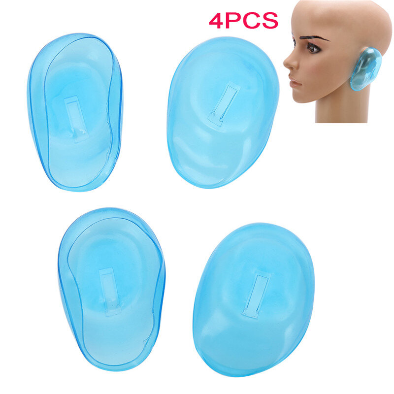 2Pair/4pcs Hair Dye Shield Protect Earmuffs Clear Silicone Ear Cover Shower Waterproof Hair Coloring Ear Protector Cover Caps