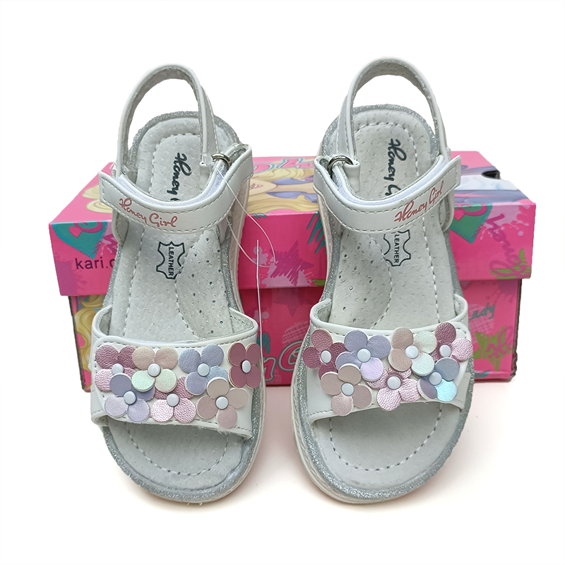 Sandales plates en cuir pour filles, chaussures de plage à la mode, 1 paire, intérieur désodorisant et antibactérien