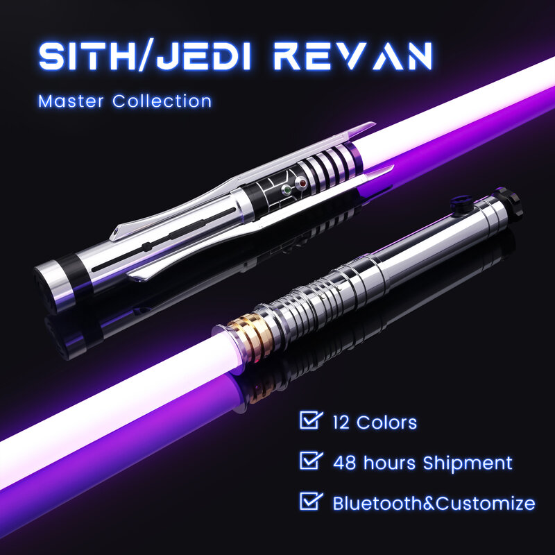 TXQSABER-RVS RVJ Jedi Revan Lightsaber, Metal Hilt, Duelo Pesado, RGB Laser Sword, 12 cores mudam, 27 conjuntos, Soundfonts FOC Force