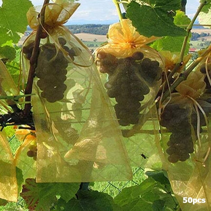 20/50/100PCS Grapes Fruit Protection Bags Garden Mesh Bags Agricultural Orchard Pest Control Anti-Bird Netting Vegetable Bags