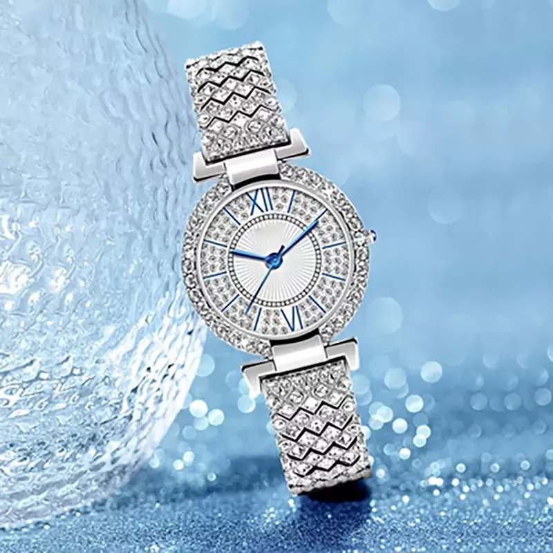 Einfache Temperament Licht Luxus Nische voller Diamant Frauen Uhr