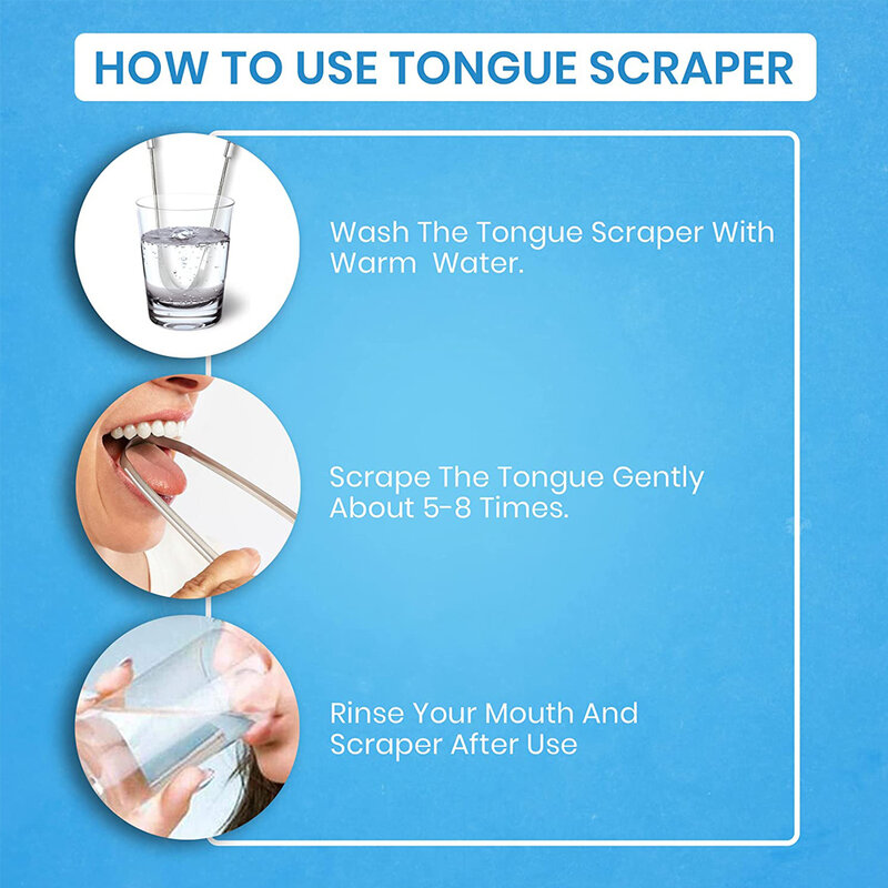Raspador de língua de aço inoxidável para adultos, limpadores de língua, reduzir o mau hálito, raspadores difíceis, homens e mulheres