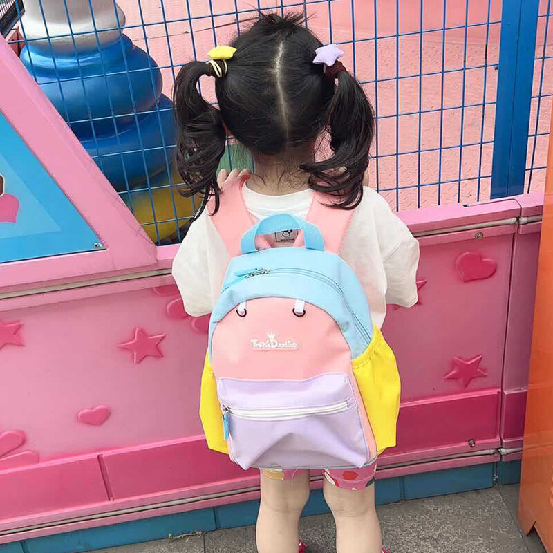 Mochila escolar de Color para bebé y niña, morral de viaje de estilo coreano para guardería, 2024
