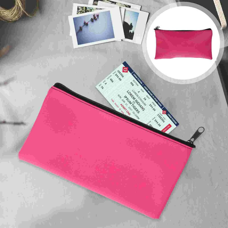 Money Bags With Zipper Security Deposit Pouch Pu Leather Bank Cash Bag Check Wallet Travel Essentials Bags Makeup Bills Receipts