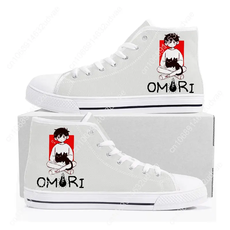 Omori-Zapatillas altas de lona para hombre y mujer, zapatos informales hechos a medida, de alta calidad, con dibujos animados, a la moda
