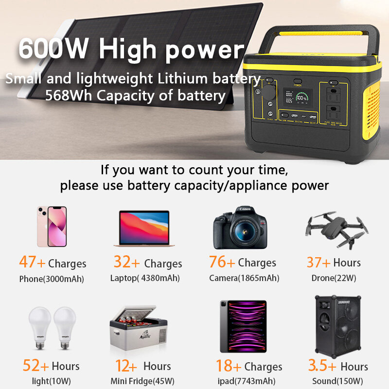 1000w batterie betriebener tragbarer Kraftwerks-Solargenerator für Geräte und Geräte Camping Event Home Backup