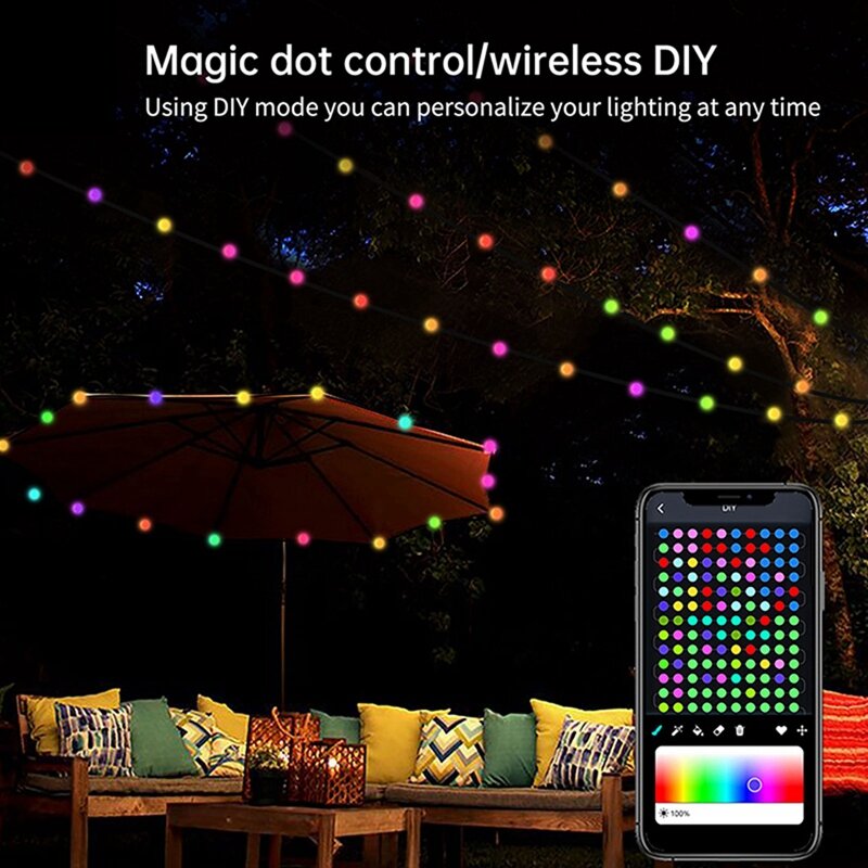 Smart LED RGB String Light Outdoor Decoration DIY Home Decor String Lights Lamp Waterproof Night Light Camping Light
