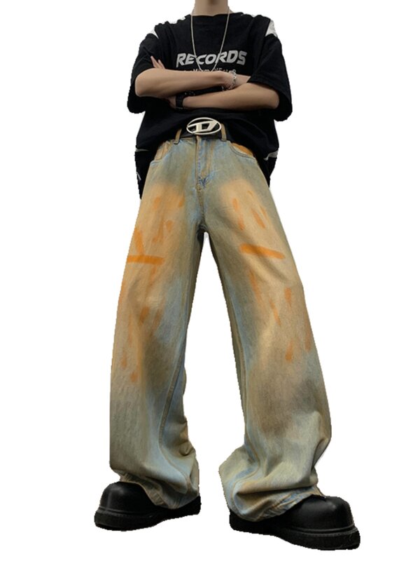 Celana Jeans kurus elastis pria, celana Denim Fashion kasual Slim Fit 2024, celana panjang bermerek, pakaian ukuran besar W411