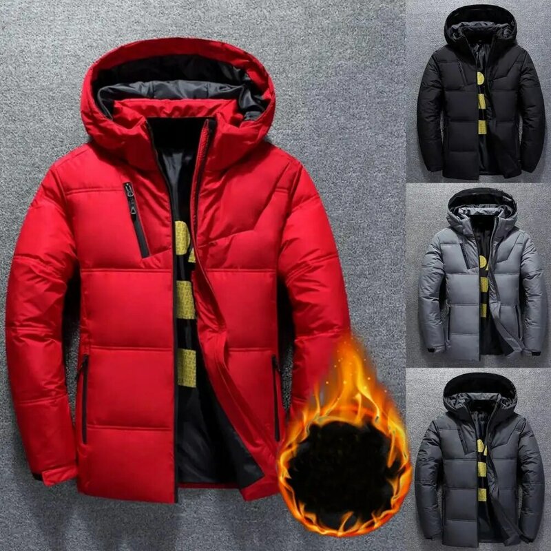 Favolosa giacca invernale piumino Extra spesso liscio da uomo con protezione per il collo
