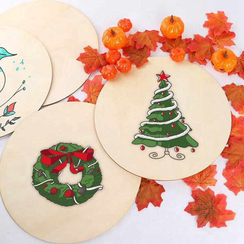 Piezas de madera Natural de 10 piezas, discos redondos de madera sin terminar para manualidades, centros de mesa DIY, adornos navideños