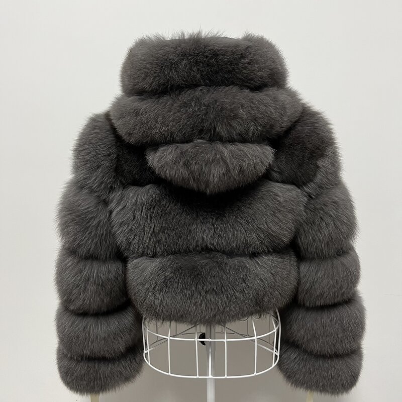 Cappotto di pelliccia di volpe reale naturale donna giacca corta invernale calda con cappuccio abbigliamento donna cappotto di pelliccia di lusso di grandi dimensioni nuovo 2023