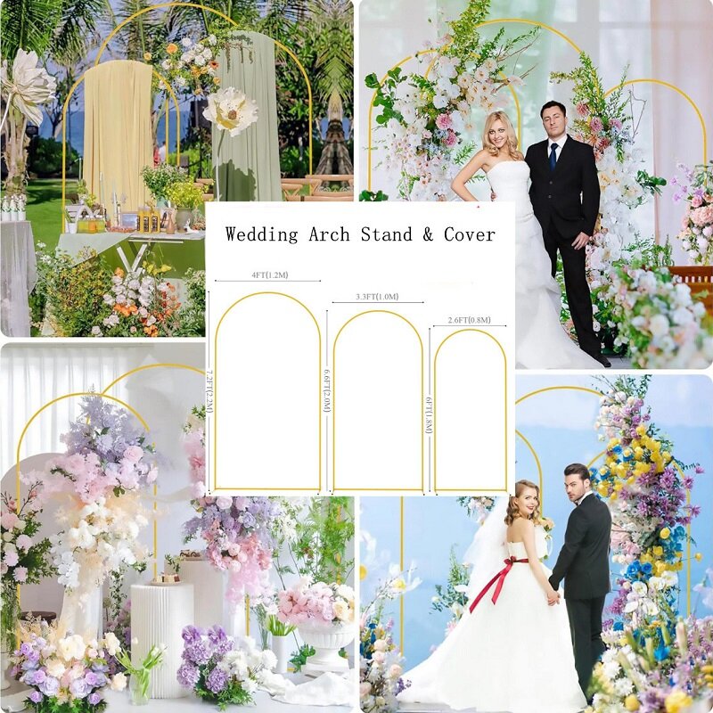Wedding Arch Stand & Cover Fabric , 6FT 6.6FT 7.2FT ,Birthday Party Props Frame,Balloon Iron Frame,Gold White