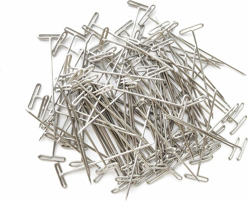 200Pcs/50Pcs/100Pcs T Pin Needles Wig Making T Pins for Blocking Knitting Assorted Sizes T-Pins Stainless Steel 53MM/45MM/27MM