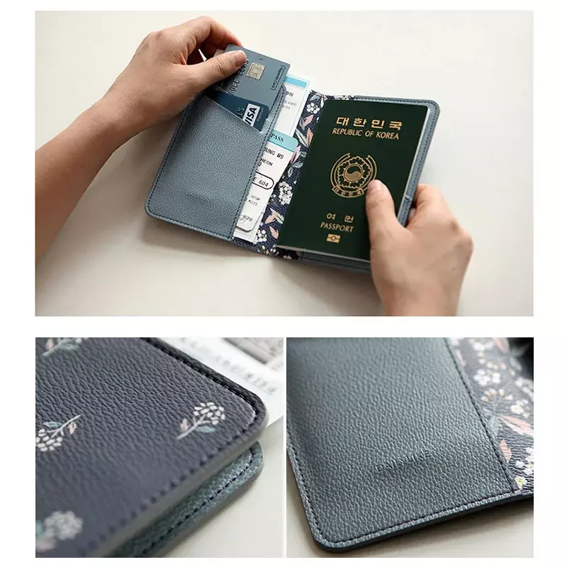 Travel supplies cartoon print pattern passport holder lady floral passport bag women card holder passport cover wholesale