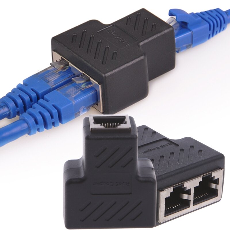 Y1UB Ethernet Splitter Rj45 Cable Coupler 1 to 2 Female Adapter High Speed Internet