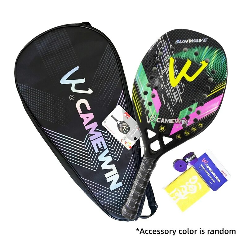 Beach Tennis Racket 3K Camewin Full Carbon Fiber Rough Surface Outdoor Sports Ball Racket For Men Women Adult Senior Player