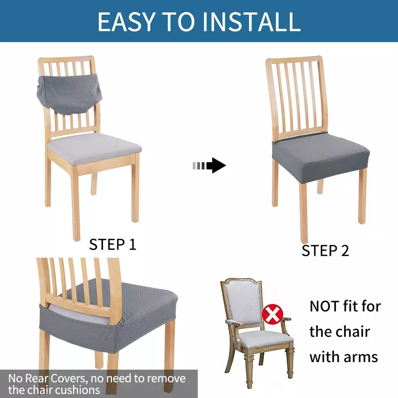 Juego de fundas impermeables para silla de comedor, Protector elástico Jacquard para asiento, fácil de instalar, evita la suciedad