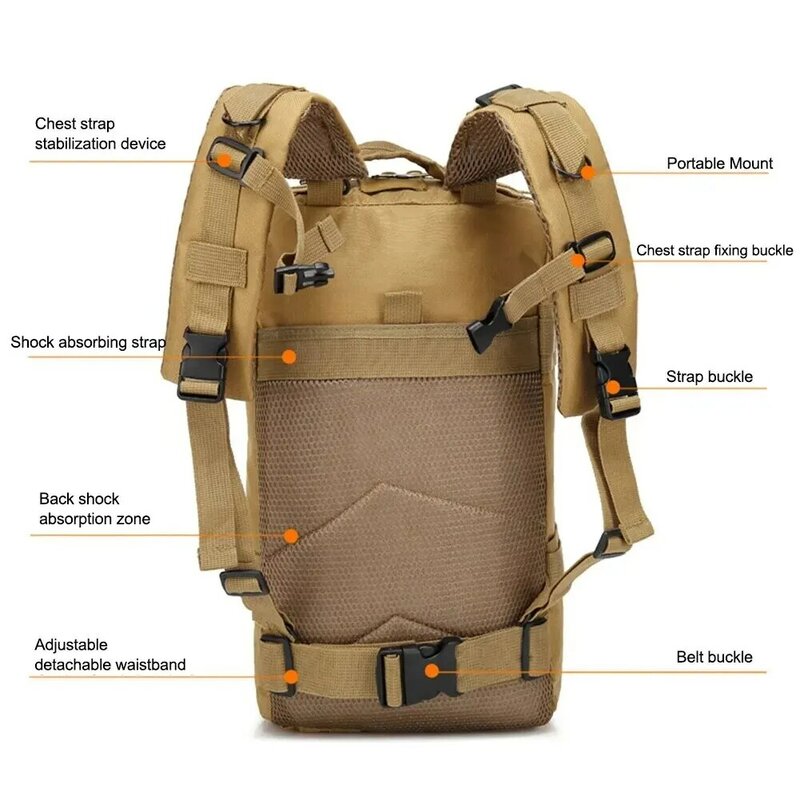 Военный рюкзак Дорожная сумка Спорт на открытом воздухе Альпинизм Охота Рыбалка Туризм Армия 3P Pack Bag