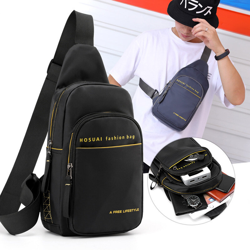 男性と女性のためのナイロンチェストバッグ,屋外での使用に適した防水スポーツメッセンジャーバッグ