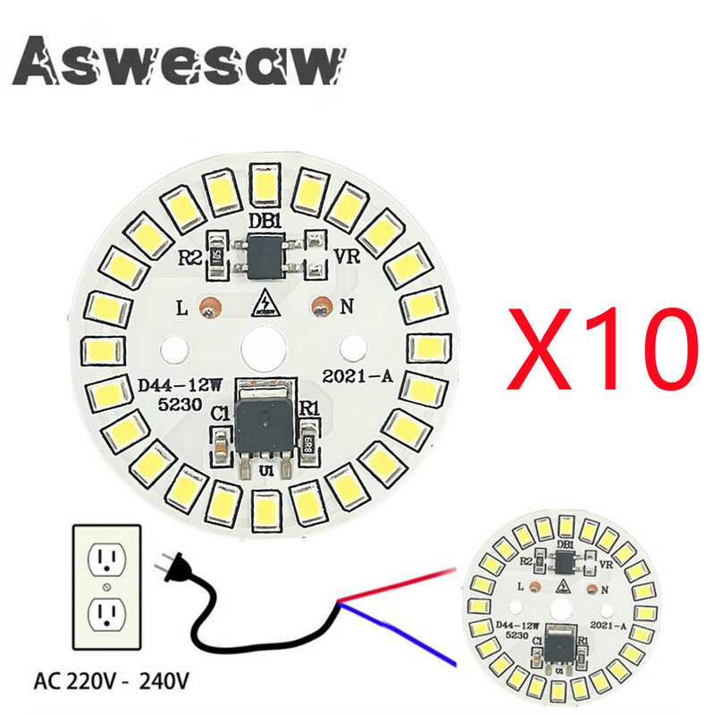 Lámpara de parche de bombilla LED, placa SMD, módulo Circular, placa de fuente de luz para bombilla CA 220V-240V, foco de Chip Led Downlight