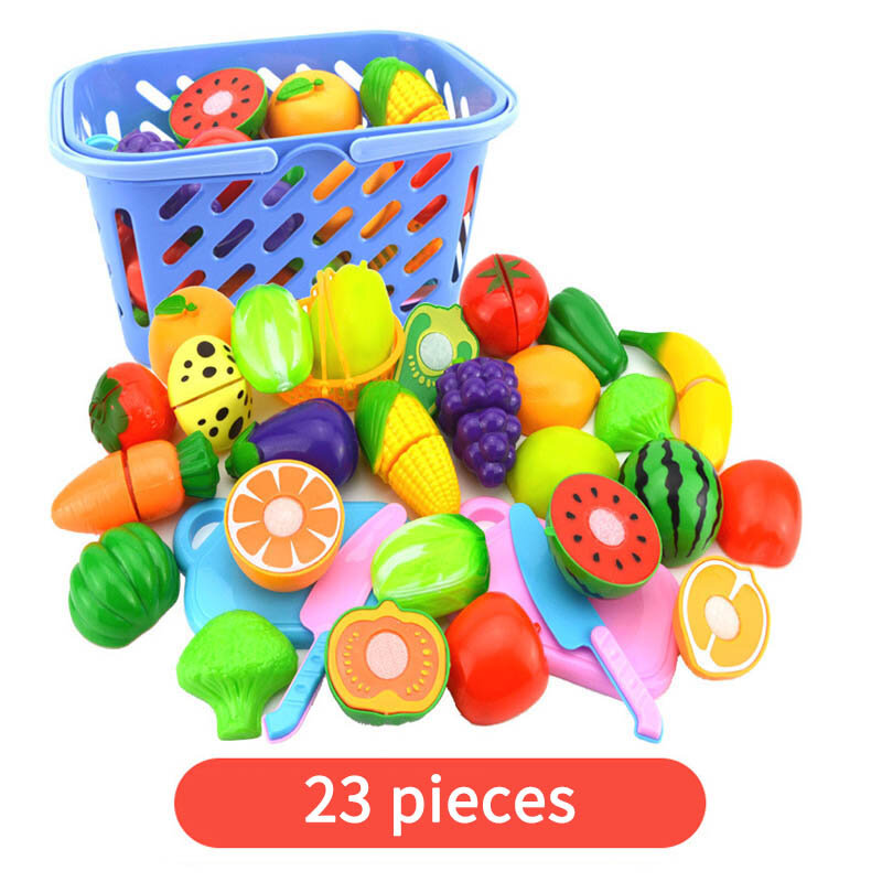 Faire semblant de couper les fruits et légumes jouets de cuisine pour enfants, nourriture en plastique, jeu de simulation, 23 pièces par ensemble