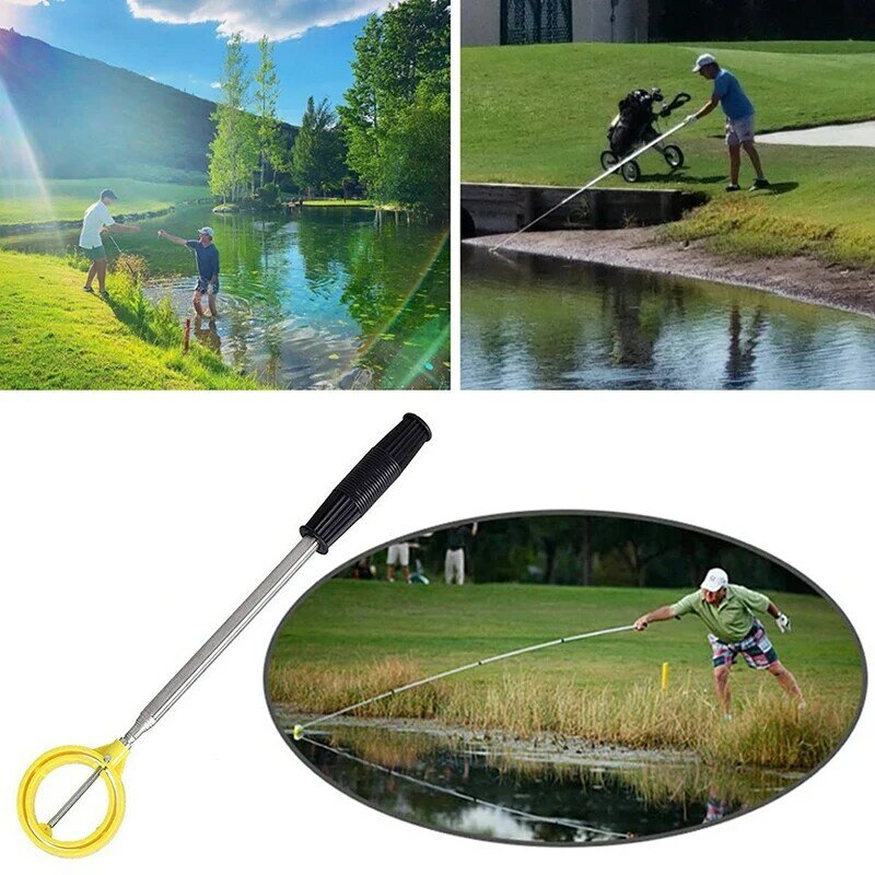 Golf Ball Pick Up Tools Telescopic Golf Ball Retriever Catcher Golf Training Aids Automatic Locking Scoop Picker Golf Ball