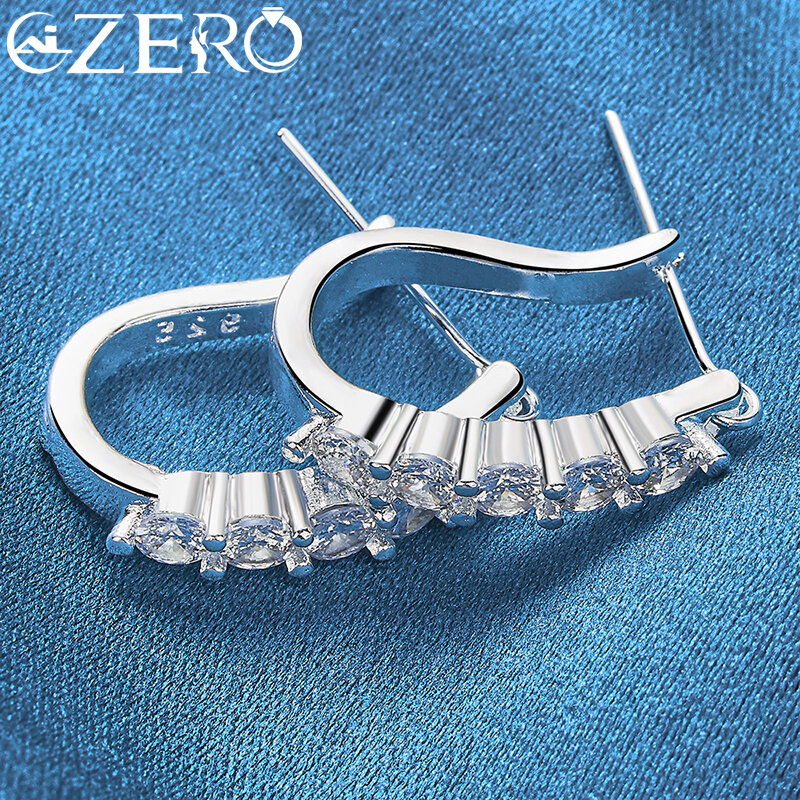 ALIZERO-pendientes de plata de ley 925 para mujer, aretes de Clip de oreja de circón AAA, joyería hermosa de moda para fiesta de compromiso de boda