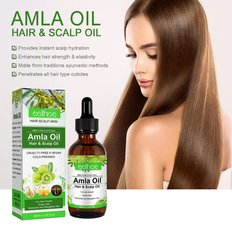 60ml Original Amla Hair Growth Oil India Gooseberry Anti Hair Loss Hair Essence Oil Scalp Treatment Damaged Hair Repair Growing
