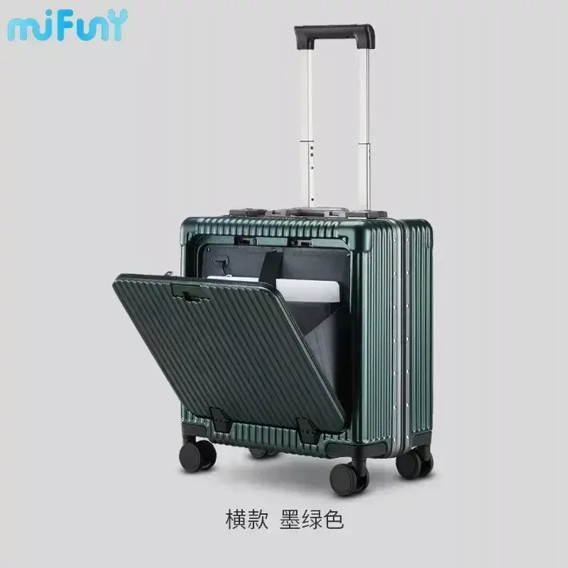 MiFuny-Bagagem rolante com grande capacidade, carrinho, mala de viagem de negócios, caixa aberta frontal sobre rodas, código USB
