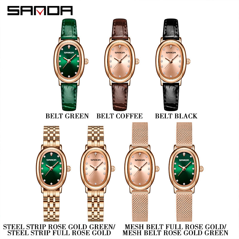 SANDA-relógio de quartzo oval feminino, pulseira esportiva impermeável para senhoras, elegante e clássico, negócios e simplicidade, marca de topo