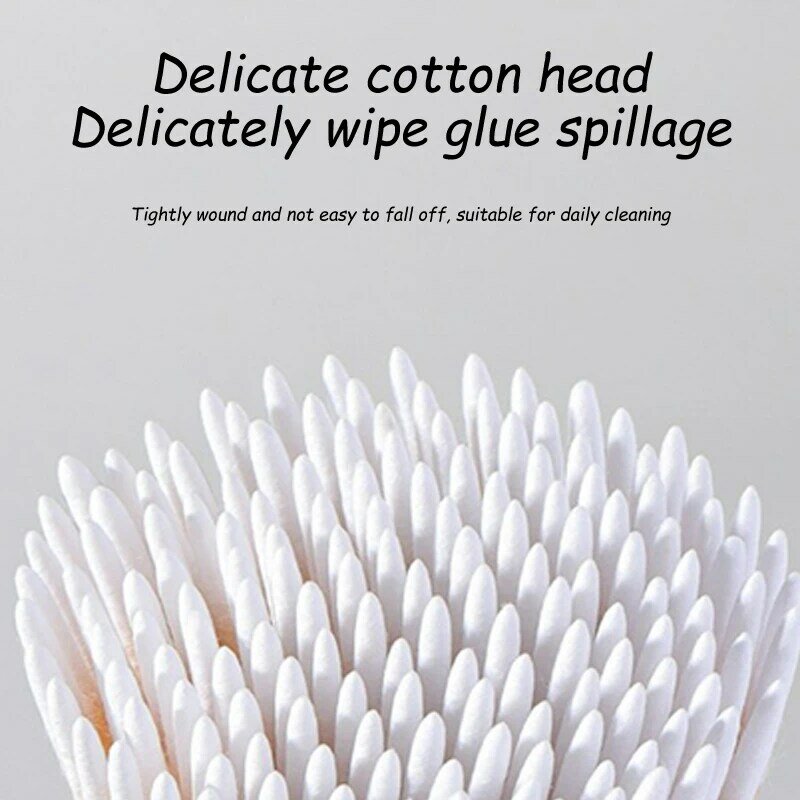 100pcs/Bag Disposable Nail Spill Prevention Glue Wood Cotton Buds Sticks Multifunctional Cleaning Tools