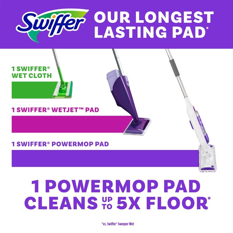 Набор для многоповерхностной швабры Swiffer PowerMop для очистки пола, свежий запах