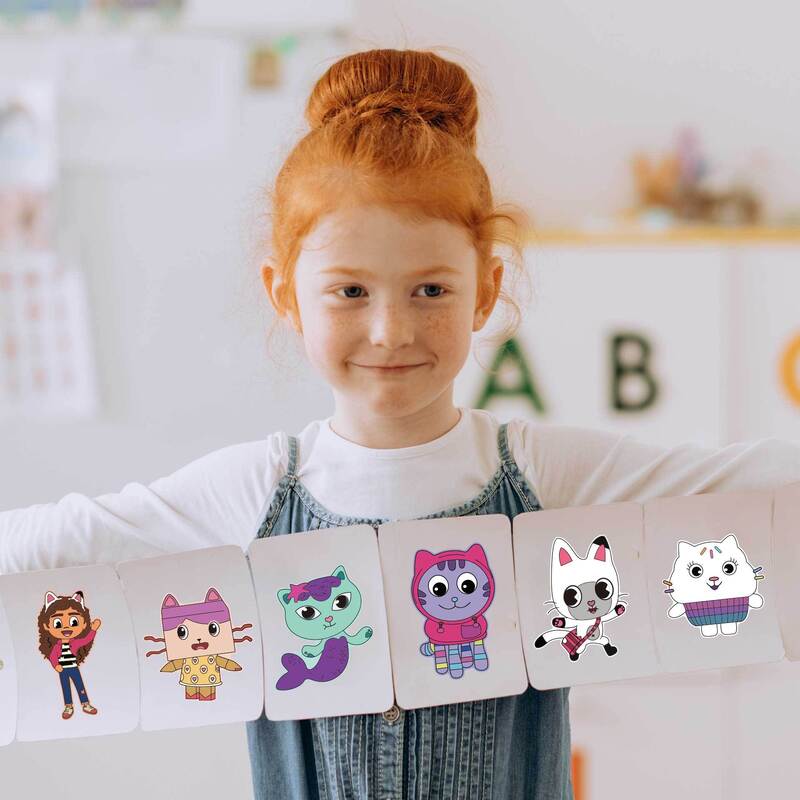 6/12 lembar Gabby rumah boneka Make-a-face lucu merakit Jigsaw DIY stiker kartun anak stiker Puzzle mainan pendidikan anak