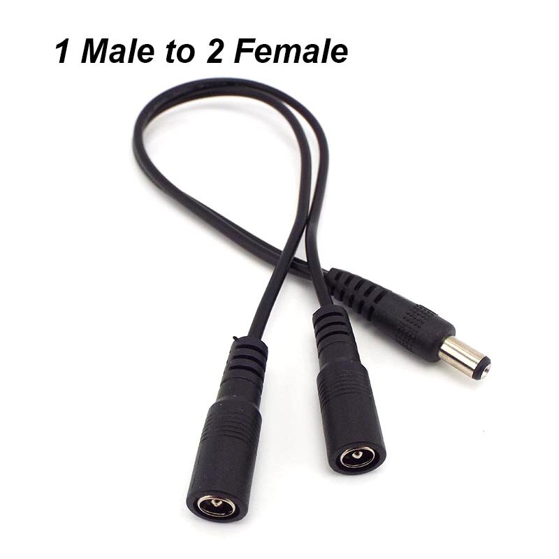 1 Female to 2 Male + 1 Male to 2 Female Way Connector DC Plug Power Splitter Cable for CCTV LED Strip Light Power Supply Adapter