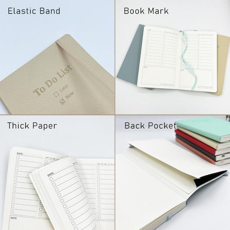 A5 To-Do List Daily Planner Hardcover Elastic Band Ribbon Bookmark Time Management Notebook Journal Dairy Student Supplies