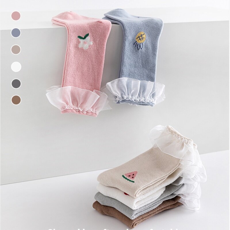 Calcetines de media Multicolor para bebé, medias suaves de verano, transpirables, fruta, niño y niña, novedad