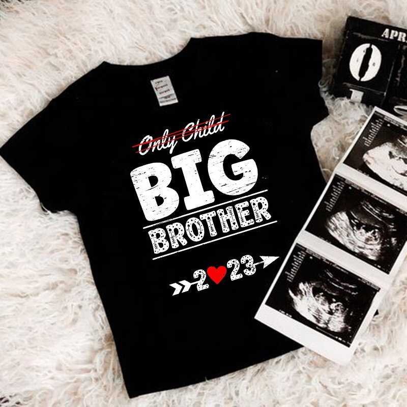 Camiseta estampada do Big Brother infantil, anúncio do bebê, tops de manga curta infantil, roupas casuais de meninos, camiseta infantil, 2023