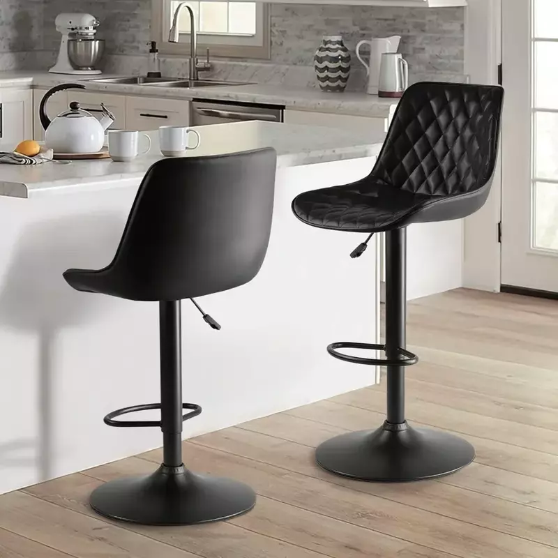 Stołki barowe zestaw 4, skórzane stołki barowe z oparciem, nowoczesne obrotowe krzesło na wyspę kuchenną z 350 funtów, krzesło barowe