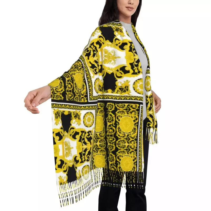 女性のためのバロック様式のタッセルショール、高級スカーフ、モダンなファッション