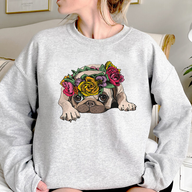 여성용 퍼그 후드티, 미적인 겨울 애니메이션 스웨트 y2k 후드 셔츠, 여성용 빈티지 운동복