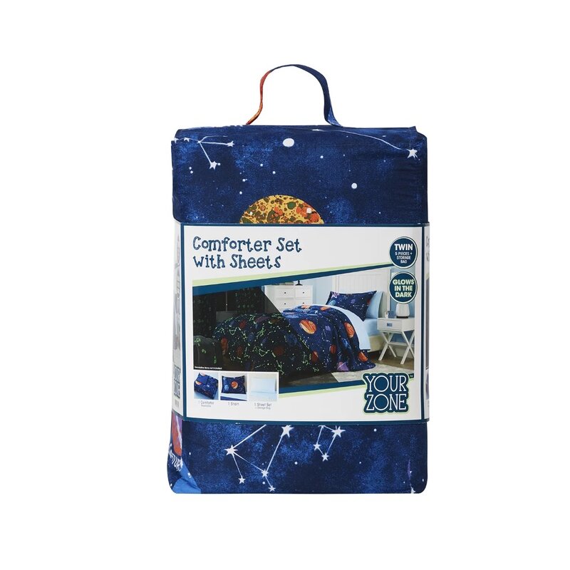 Glow-in-the-Dark Space Bed-in-a-Bag Coordinating Bedding Set, Twin