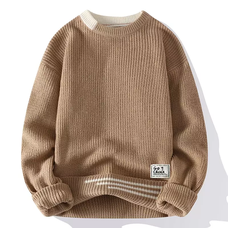 Men Vintage Twist Sweater Round Neck Male Fit Knitted Pullover Loose Harajuku Mens Retro Sweaters Multicolors