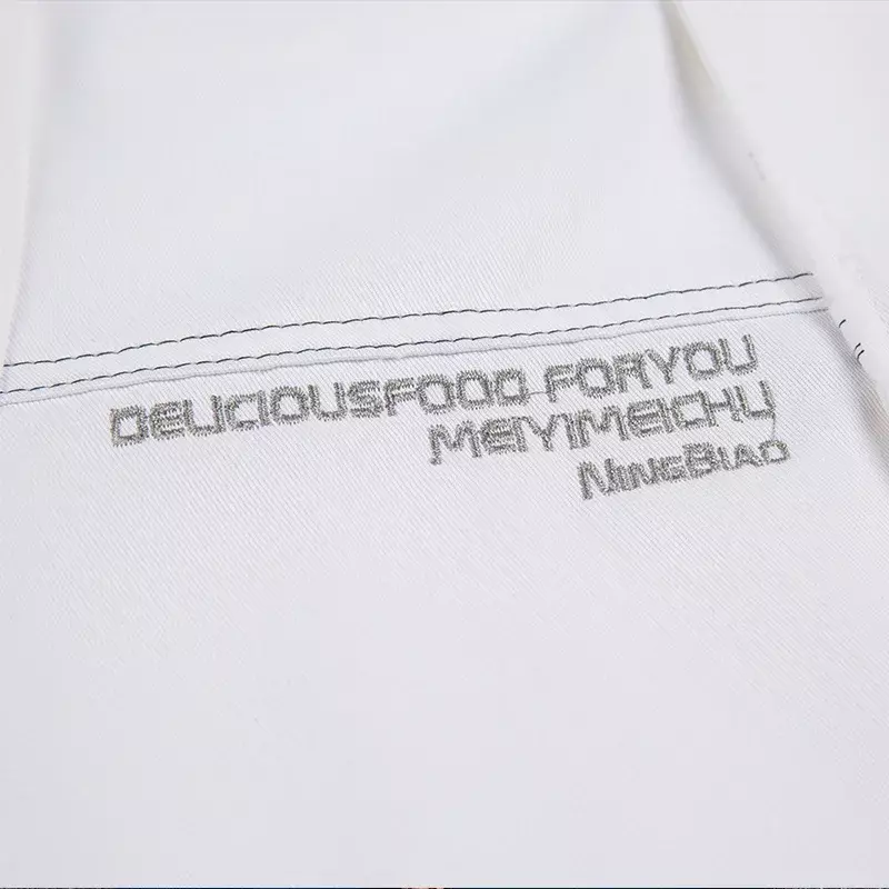 Белая куртка, пальто, одежда для выпечки, футболка для шеф-повара, форма для приготовления пищи, ресторана, длинный дышащий логотип для отеля