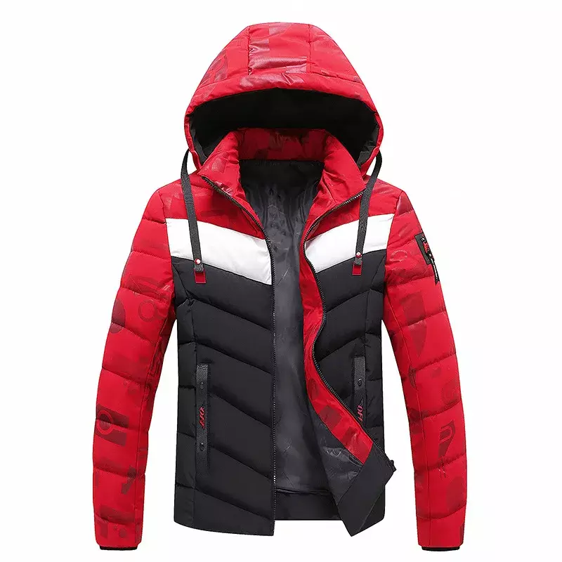 남성용 패치워크 후드 파카 재킷, 캐쥬얼 바람막이 코트, 두껍고 따뜻한 파카 재킷, 아웃웨어, 2024 겨울